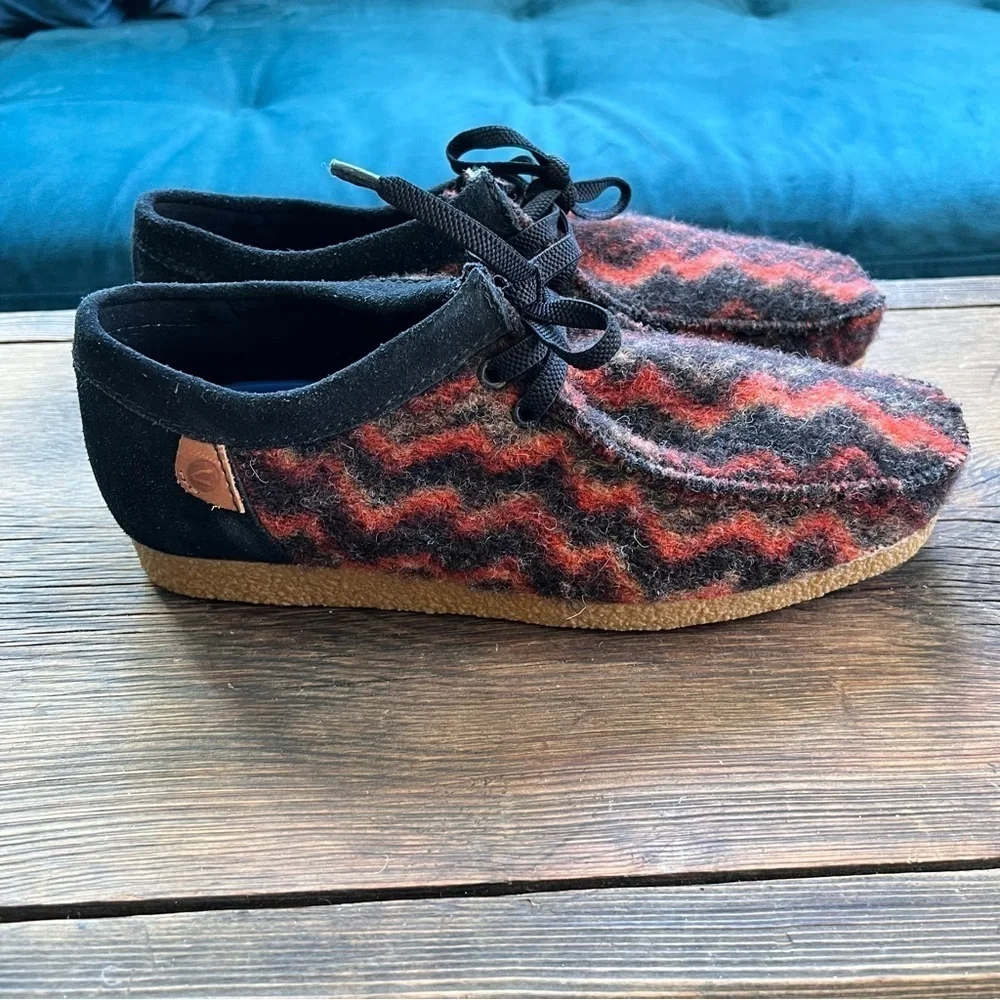 CLARKS WALLABIES WOOL AZTEC SHACRE II CHUKKA BOOTS MENS SIZE 8 WOMENS 10
